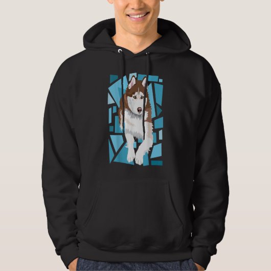 prachtig rood bruin Siberian Husky met blauwe ogen Hoodie (Voorkant)