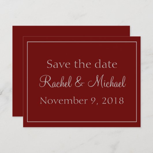 Prachtig rood en grijs Opslaan van de datum Save The Date (Voorkant / Achterkant)