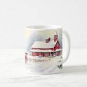 Prachtig rood  vrachtwagen winterlandschap koffiemok (Voorkant rechts)