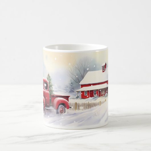 Prachtig rood  vrachtwagen winterlandschap koffiemok (Center)