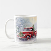 Prachtig rood  vrachtwagen winterlandschap koffiemok (Links)