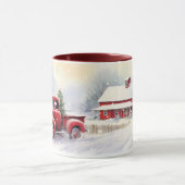 Prachtig rood vrachtwagen winterlandschap mok (Midden)