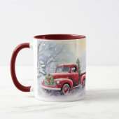 Prachtig rood vrachtwagen winterlandschap mok (Links)