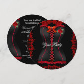 Prachtig rood zwart kant korset feestje kaart (Voorkant / Achterkant)