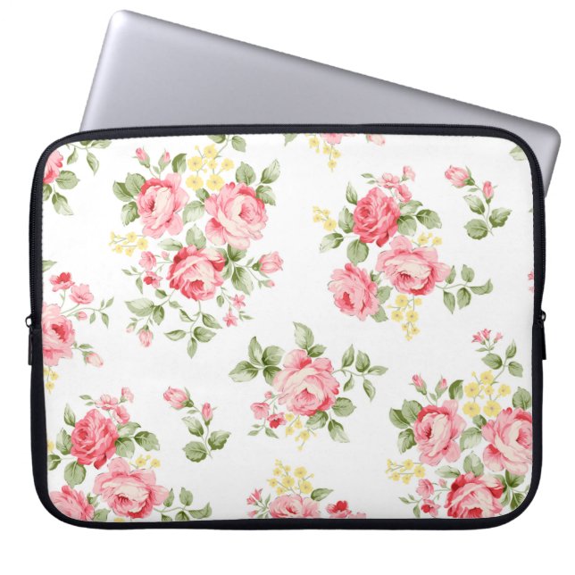 Prachtig roos bloempatroon, kleine florale bouqu laptop sleeve (Voorkant)