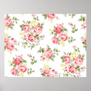 Prachtig roos bloempatroon, kleine florale bouqu poster