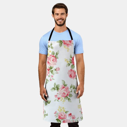 Prachtig roos bloempatroon, kleine florale bouqu schort (Gedragen)