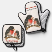 Prachtig Roos Borstbreek Ovenwant & Pannenlap Set (Voorkant / Achterkant)