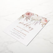 Prachtig Roos Goud & Blush Bloemen Bruiloft Folie Uitnodiging (Gedraaid)