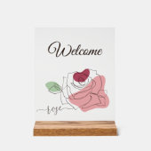 Prachtig Roos minimalistische lijnkunst Acryl Bord (Voorkant)