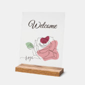 Prachtig Roos minimalistische lijnkunst Acryl Bord (Hoek)