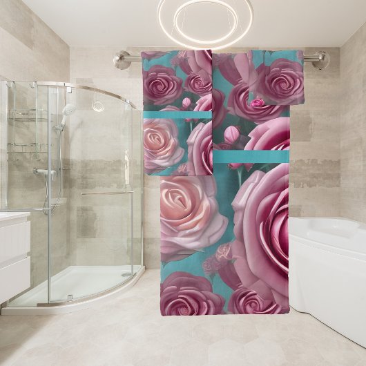 Prachtig roos patroon in  uiterlijk bad handdoek