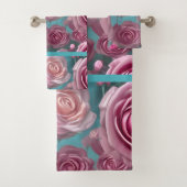 Prachtig roos patroon in  uiterlijk bad handdoek (Insitu)