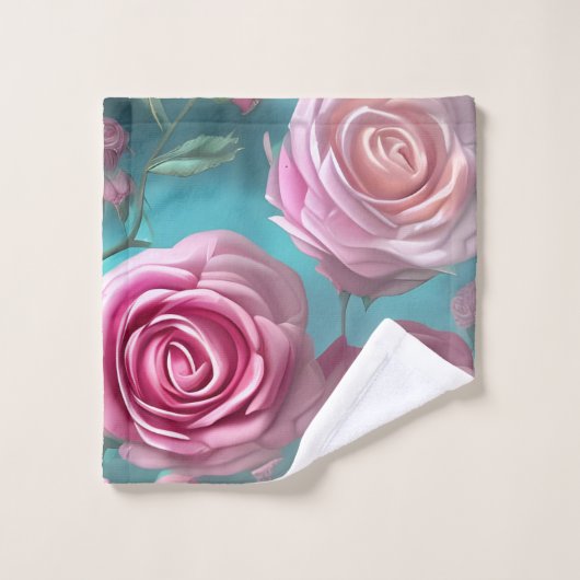 Prachtig roos patroon in  uiterlijk bad handdoek (Wasdoekje)