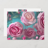 Prachtig roos patroon in  uiterlijk briefkaart (Voorkant / Achterkant)