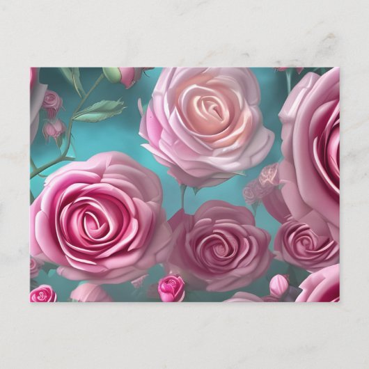 Prachtig roos patroon in uiterlijk briefkaart (Voorkant)
