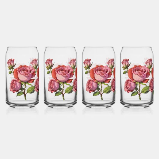 Prachtig Roos Roze Drinkware Set Blikvorm Glas (Voorkant)