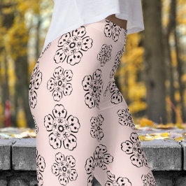 Prachtig Roos Roze en Zwarte Mandela Patroon Leggings