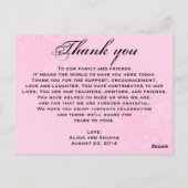 Prachtig Roos Wedding Dinner Menu Dank u (Achterkant)