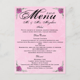Prachtig Roos Wedding Dinner Menu Dank u