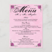 Prachtig Roos Wedding Dinner Menu Dank u (Voorkant)