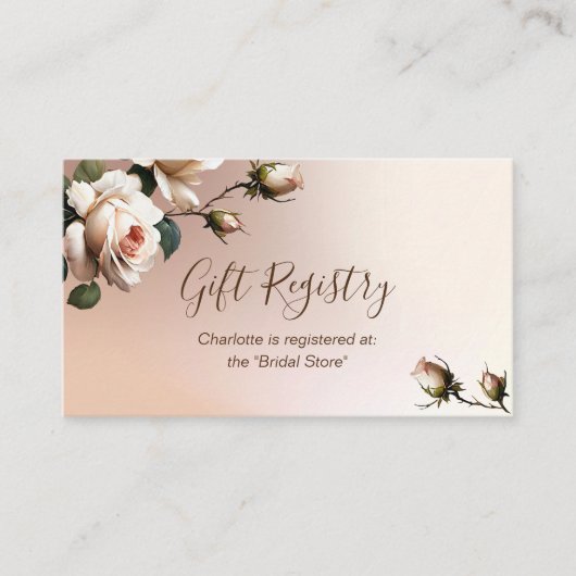 Prachtig roze beige roos bruiloft registratie informatiekaartje (Voorkant)