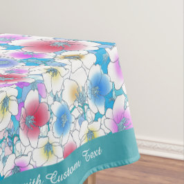 Prachtig Roze Blauw Floral Kunstwerk gepersonalise Tafelkleed