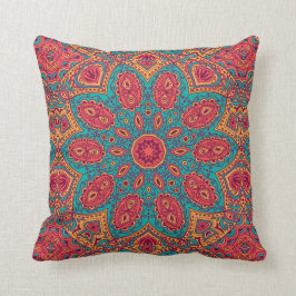 Prachtig roze Blauwgroen Oranje Zen Patroon Kussen