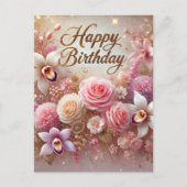 Prachtig roze bloemen verjaardagsfeest Briefkaart (Voorkant)