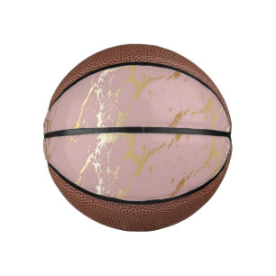 Prachtig roze en gouden marmer ontwerp basketbal