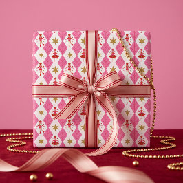 Prachtig Roze Fa La La Feestelijke Vrolijke Notenk Cadeaupapier