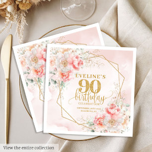 Prachtig roze goud 90ste verjaardag papier servet