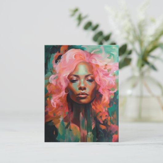 Prachtig roze haar briefkaart (Staand voorkant)