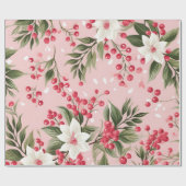 Prachtig roze kerst bloemenpapier cadeaupapier (Vlak)