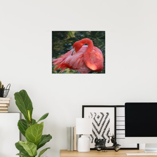 Prachtig Roze Poster Flamingo. (Thuiskantoor)