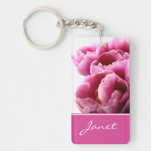 Prachtig Roze Tulip, speciaal Sleutelhanger (Voorkant)