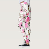 Prachtig roze Waterverf bloemenpatroon Leggings (Links)