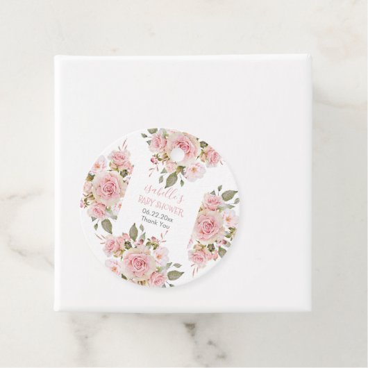Prachtig Roze Waterverf Roos Floral Baby shower Bedankjes Labels (In situ)