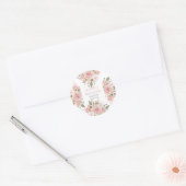 Prachtig Roze Waterverf Roos Floral Baby shower Ronde Sticker (Envelop)