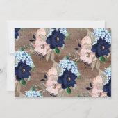 Prachtig rustiek Navy & Blush Bloemen Baby shower Kaart (Achterkant)