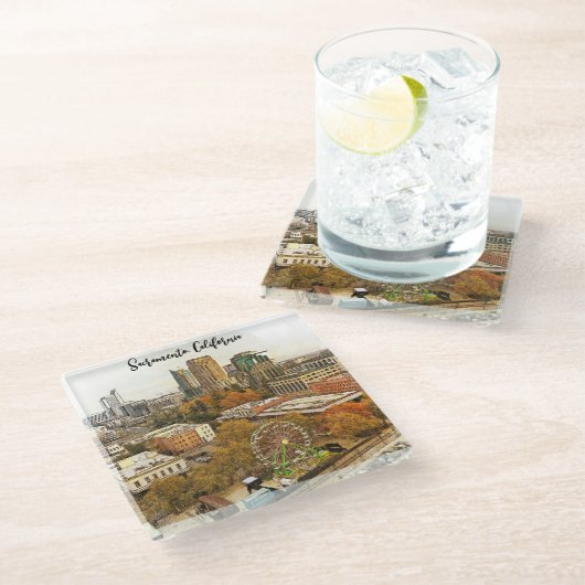 Prachtig Sacramento California City Uitzicht Glazen Onderzetter (Schuin)