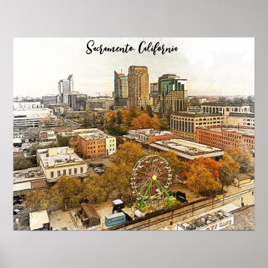 Prachtig Sacramento California City Uitzicht Poster (Voorkant)