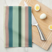 Prachtig saliegroen chic gestreept theedoek (Quarter Fold)