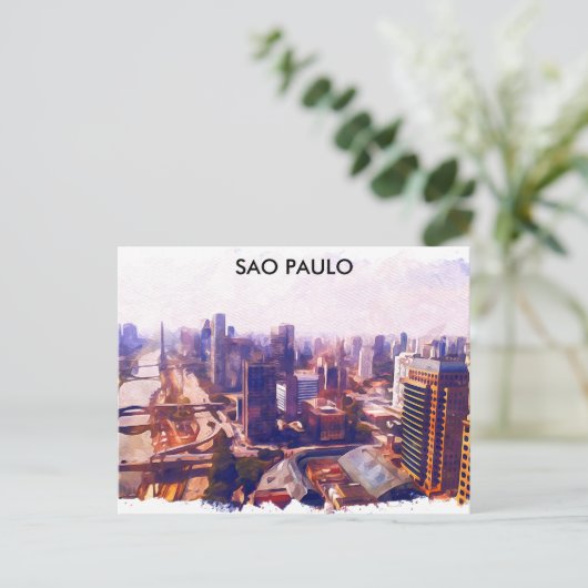 Prachtig Sao Paulo Brazilië skyline schilderij Briefkaart (Staand voorkant)