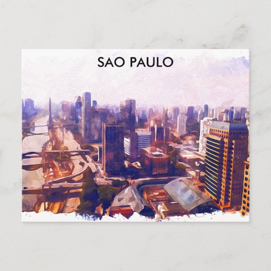 Prachtig Sao Paulo Brazilië skyline schilderij Briefkaart (Voorkant)