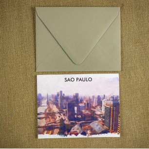 Prachtig Sao Paulo Brazilië skyline schilderij Briefkaart