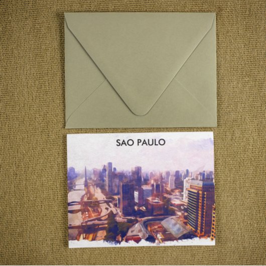 Prachtig Sao Paulo Brazilië skyline schilderij Briefkaart