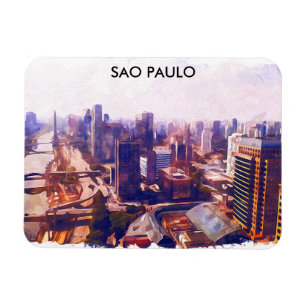 Prachtig Sao Paulo Brazilië skyline schilderij Magneet