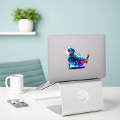 Prachtig Schattige zegel Sticker (Laptop op bureau)