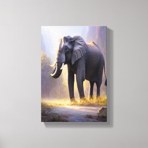 Prachtig schilderen van een olifant in zijn Natuur Canvas Afdruk